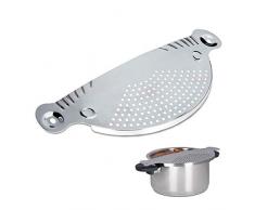 Relaxdays Ãgouttoir pour casserole en inox Ã clipser ustensile de cuisine passoire Hxl: 32,5 x 13 cm mÃ©tal, argentÃ©
