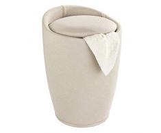 Wenko 22834100 Candy Tabouret de salle de bain Aspect Lin Beige 36 x 36 x 50,5 cm