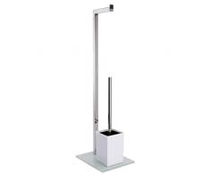 MSV 141317 Brosse de WC Canne en Acier Inoxydable Blanc, 30 x 20 x 15 cm