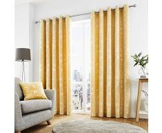 Curtina Sagano Rideaux à Åillets doublés prêts à Poser, Polyester, Ocre, 46 Width x 54 Drop (117 x 137cm)