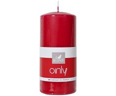 Le Chat 01202801 Bougie cylindrique colorÃ©e Grand modÃ¨le-Rouge, Paraffine, 6,8 x 6,8 x 14,5 cm