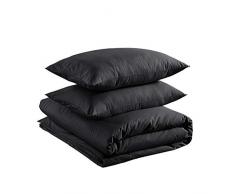 AmazonBasics Parure de lit légère en coton 200 x 200 cm / 50 x 80 cm, Noir