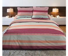 Housse de Couette 220x240 + 2 taies Pur Coton 57 Fils Madison Rose