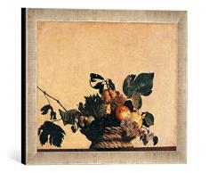 Kunst für Alle Encadré Image de Michelangelo Merisi Caravaggio La Corbeille à Fruits Impression dart dans Le Cadre de Haute qualité Photos Fait Main, 40 x 30 cm, Argent Raya