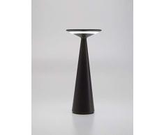 Zafferano - Lampe de table Dama LED à intensité variable en aluminium, protection IP54, intérieure/extérieure, port USB sur le côté pour charger des appareils mobiles, H 29 cm, prise EU - Noir