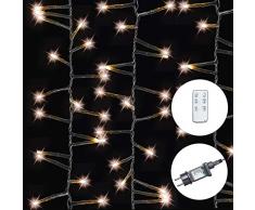 Amare Lot de 2 bougies LED en cire véritable Blanc 7,5 x 12,5 cm, Plastique Cuivre, blanc chaud, Lichterkette 400 LED - 6,7 m Länge