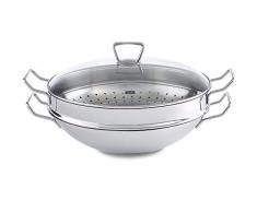 Fissler Wok en inox, Avec couvercle et panier vapeur, DiamÃ¨treÂ :35 cm, VolumeÂ : 5,6 L, Tous feux dont induction, Nanjing