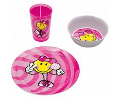 Zakdesigns 6707-0391 Smiley Kid Vaisselle Mélamine Rose 45 x 35 x 25 cm Set de 3