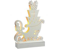WeRChristmas traîneau Table Décoration de Noël, en Bois, 25 cm â Blanc