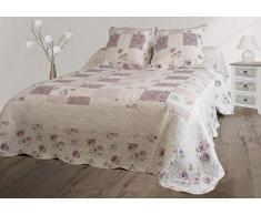 Le linge de Jules Couvre-lit boutis + 2 taies 2 Personnes - 230x250 Fleurs Parme