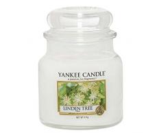 Yankee Candle 1542831E Bougie Tilleul, Jarre Moyenne, Verre, Blanc