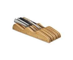Relaxdays Porte-couteaux bambou support pour couteaux de cuisine 9 bloc couteaux range-couteaux HxlxP: 6 x 14 x 40 cm, nature