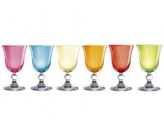 H&H Mediterraneo Set VAP Ã Vin, Verre, Couleurs Assorties, 15 cl, 6 PiÃ¨ces