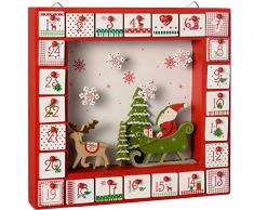 WeRChristmas Décoration de Noël Fenêtre Calendrier de lAvent en Bois, Multicolore, 30 cm