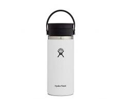 Hydro Flask Mug de voyage isotherme 473Â ml (16Â oz) en acier inoxydable avec isolation sous vide et bouchon Flex Sip Ã©tanche, goulot large, White