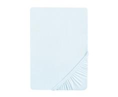 Biberna 77144 Drap housse en jersey stretch, selon Oeko-Tex Standard 100, env. 140 x 200 cm Ã 160 x 200 cm, Bleu (Ciel)