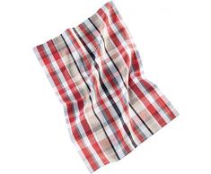 kela Torchon de Cuisine Tabea avec Motif carrÃ© Ã©pais 50x70cm en Coton, Blanc/Rouge/Taupe, 50x60x1 cm