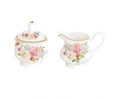 Easy Life 373ROLC Coffret CrÃ©mier Sucrier, Bone China, Multicolore, 18 x 8,5 x 9,5 cm