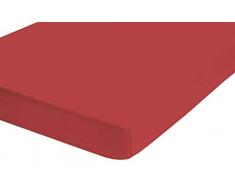 Biberna 77866/178/388 Drap Housse en Jersey Stretch pour un Lit Rouge Chili 120 x 200 cm Ã 130 x 220 cm