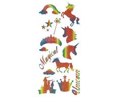 Eleganza Lot de stickers licorne Ã paillettes arc-en-ciel