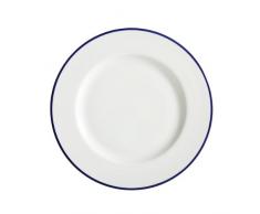 Fairmont & Main Lot de 4 Assiettes en Porcelaine vitrifiÃ©e avec Rebord aplati Bleu Cobalt/Blanc 27 cm