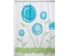 InterDesign Marigold rideau douche, rideau baignoire design Ã Åillets 180,0 cm x 200,0 cm en polyester, rideau de bain Ã motif floral, bleu/vert