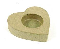 Décopatch AC688O - Un support en papier brun pulpé 8,5x8,5x2 cm, Porte bougie coeur