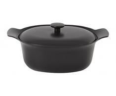 Berghoff Ron en Fonte émaillée Ovale Couvert Cocotte, Noir, 28 cm, 5.2 Litre