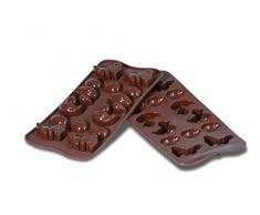 Silikomart 22.105.77.0065 SCG05 Moule pour Chocolat Thème Pâques 14 Cavités Silicone Marron
