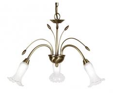 Oaks Lighting 3 Sadon 3128/AB Plafonnier en laiton ancien avec diffuseurs tulipe en verre opalin