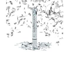 Relaxdays 10020852 Lanceur de confettis canon cotillons argentÃ© 40 cm dÃ©coration mariage anniversaire fÃªte portÃ©e 6-8 m, argentÃ©