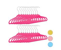 Relaxdays Cintres enfants en plastique 20 antidérapant vêtements bébé enfant velours HxlxP: 18 x 28 x 0,5 cm, rose