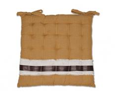 Soleil docre Dessus de Chaise capitonné en Coton 40x40x5 cm Cow Camel, Ecru