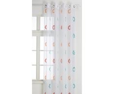 Home Maison 09378-8-AL Voilage Etamine Légère Jacquard Fils Coupes avec Oeillets Ronds Turquoise/Argent 150 x 240 cm