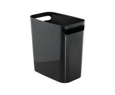 iDesign poubelle cuisine Ã poignÃ©e, petite poubelle de 9,5 L en plastique, poubelle de bureau, salle de bain ou cuisine moderne, noir