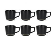 La CafetiÃ¨re Edited Tasse Ã cafÃ© en cÃ©ramique de Style Moderne avec dÃ©coration dorÃ©e 220 ML, CÃ©ramique, Noir Mat/dorÃ©, Taille M