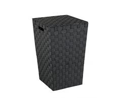 Wenko 22278100 Adria Square Panier à Linge Plastique Noir 33,0 x 33,0 x 52,2 cm