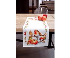 Kit chemin de table aida Rouge-gorge avec pommes