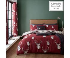 Catherine Lansfield Munro Stag Couette, Polyester, Parure de lit Double, Rouge