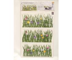 Unknow Stickers Muraux Repositionnables Herbes Fleuries - 2 Planches 34 x 48 cm
