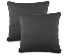 aqua-textil Classic Line Housse de Coussin Lot de 2 Fermeture Ãclair Coton 80 x 80 cm Anthracite
