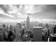 Scenolia Tableau Photographie New York Noir et Blanc - Toile ImprimÃ©e sur Cadre Alu 60 x 40 cm - Art et DÃ©coration Murale PrÃªt Ã Accrocher - Empire State Building et Manhattan