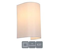 HARPER LIVING 1 x E27/ES Applique murale avec interrupteur, abat-jour cylindrique en tissu ivoire, convient pour mise à niveau LED, idéal pour chambre à coucher, salon, couloir, hôtel, hôtel