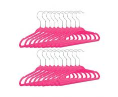 Relaxdays 10021822_1044 Cintres 20 antidÃ©rapant vÃªtements bÃ©bÃ© Enfant Velours, Crochet 360Â°, HxlxP: 18 x 28 x 0,5 cm,Rose Fluo, 5 cm