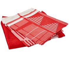 De Witte Lietaer Lot de 2 torchons Coton avec Essuie Main Ã©ponge, Rouge, 50x70 cm