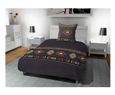 Soleil docre Aztec Parure housse de couette, Coton, Gris, 140 x 200 cm