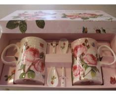 Nuova R2S R8699.283 Coffret 2 Mugs + Cuillère Roses Romantiques
