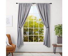 AmazonBasics Tringle Ã rideaux avec embouts cylindriques, 91 Ã 183 cm + embrases, diamÃ¨tre 2,5 cm, Noir