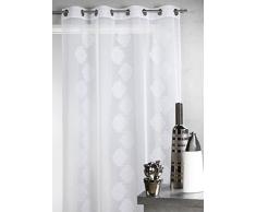 HomeMaison HM69421986 Voilage Fantaisie Brodé Ton sur Ton Polyester Blanc 140 x 240 cm