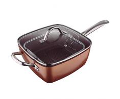 San Ignacio Q2996 Poêle carrée 24 x 24 x 9,5 cm en aluminium pressé à induction Optimum Copper